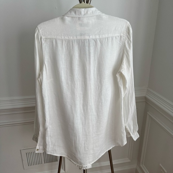 100% Linen Malvin Hamburg Germany White Linen Button Down Blouse Size S - Picture 4 of 7